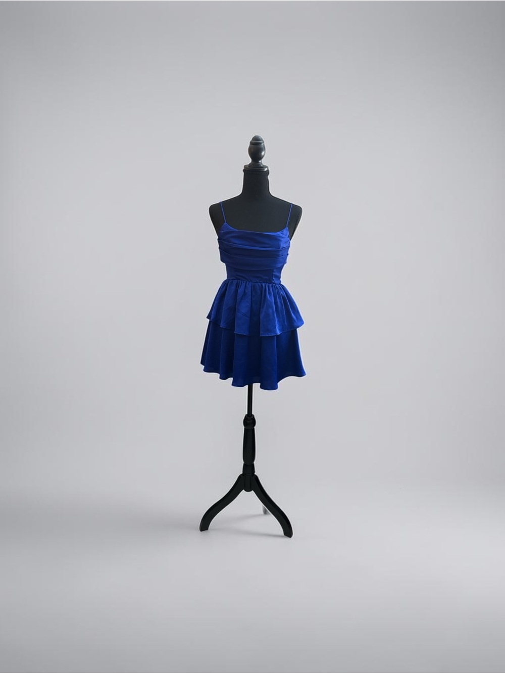 Lucy in the Sky Crepe Ruffle Dress in Blue